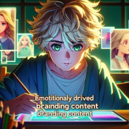 imagine in anime seraph of the end like look showing an anime boy with messy blond hair and green eyes working in emotionales branding fuer tiktok uai